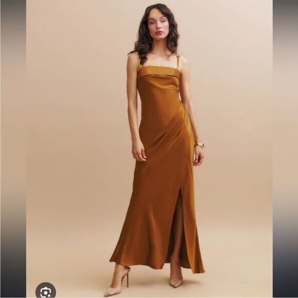 NWT Reformation Landen Silk Dress — Copper - Size 6 - Picture 1 of 9